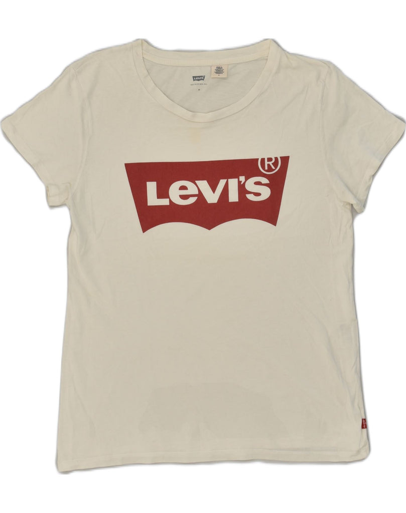 LEVI'S Womens San Francisco Graphic T-Shirt Top UK 12 Medium Off White | Vintage Levi's | Thrift | Second-Hand Levi's | Used Clothing | Messina Hembry 