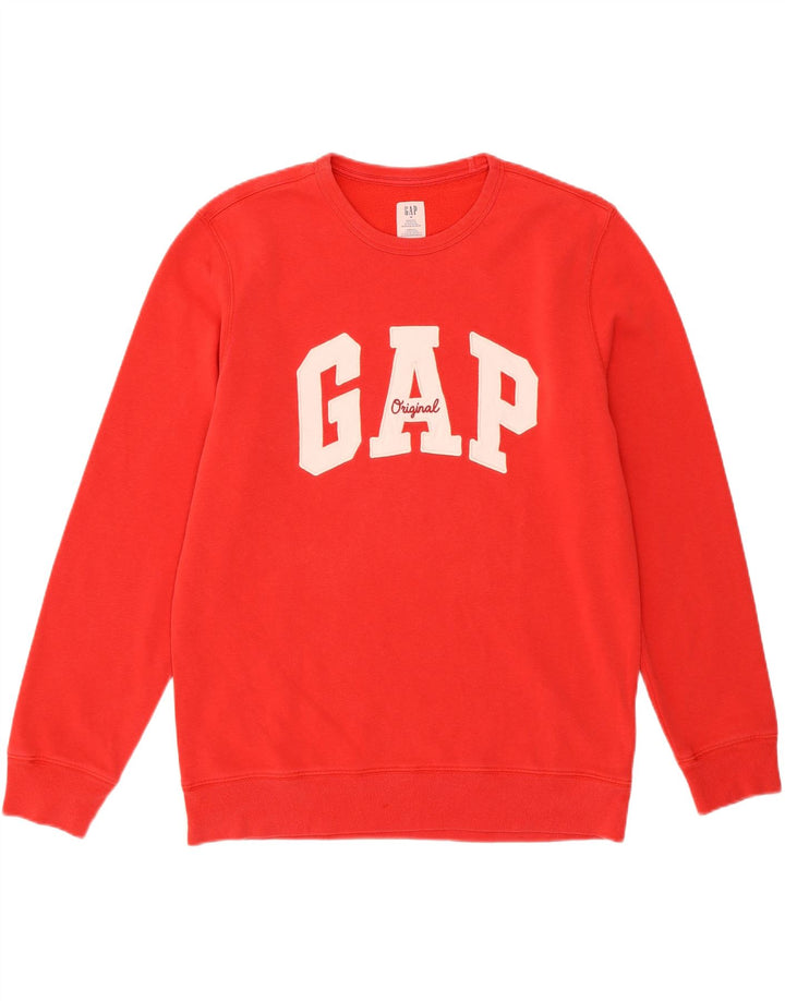 GAP Mens Graphic Sweatshirt Jumper Medium Red Cotton Vintage Gap and Second-Hand Gap from Messina Hembry 