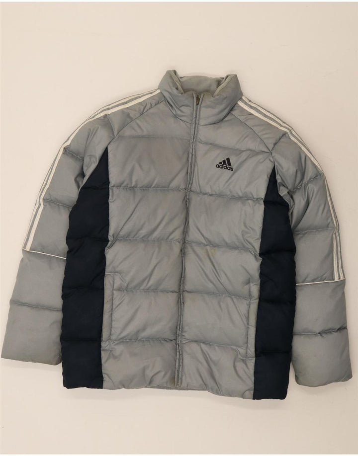 Adidas Mens Loose Fit Padded Jacket UK 36 Small Grey Colourblock Polyester