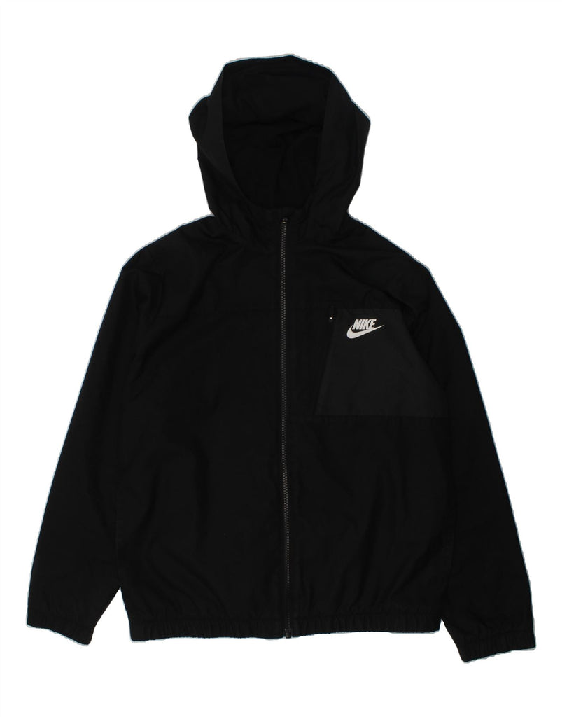 NIKE Boys Zip Hoodie Sweater 12-13 Years Large  Black Polyester | Vintage Nike | Thrift | Second-Hand Nike | Used Clothing | Messina Hembry 