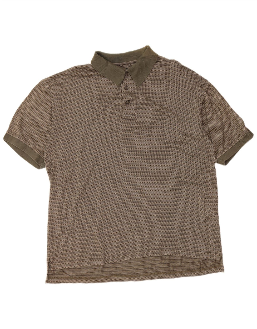 IZOD Mens Polo Shirt Medium Khaki Striped Cotton