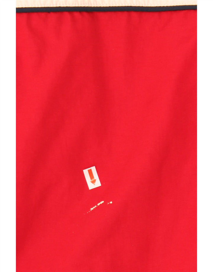 Tommy Hilfiger Mens Hooded Rain Jacket UK 40 Large Red Colourblock Nylon