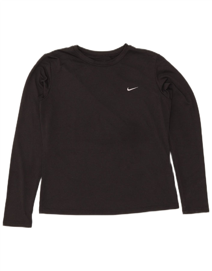 NIKE Womens Dri Fit Top Long Sleeve US 8/10 Medium Black Polyester