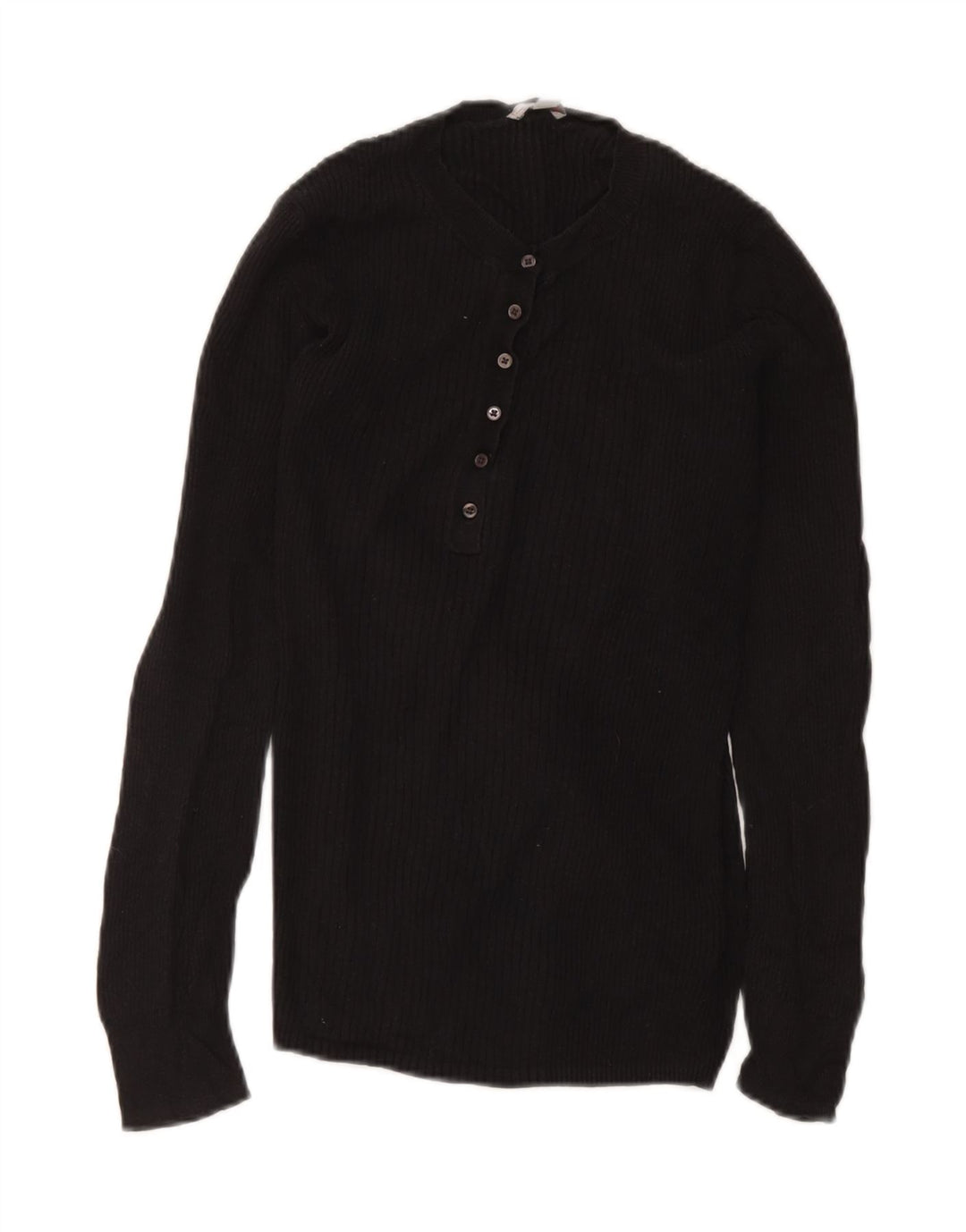 Gap Womens Knit Regular Fit Top Long Sleeve UK 12 Medium Black Viscose