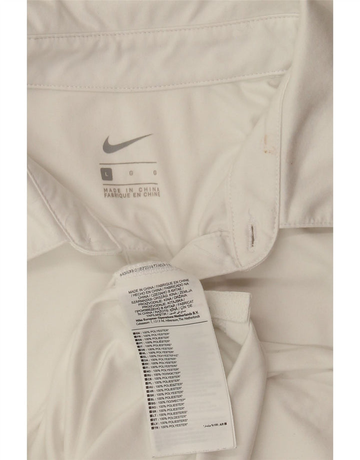 NIKE Mens Polo Shirt Large White Polyester