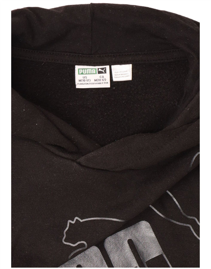 PUMA Boys Graphic Hoodie Jumper 10-11 Years Medium Black