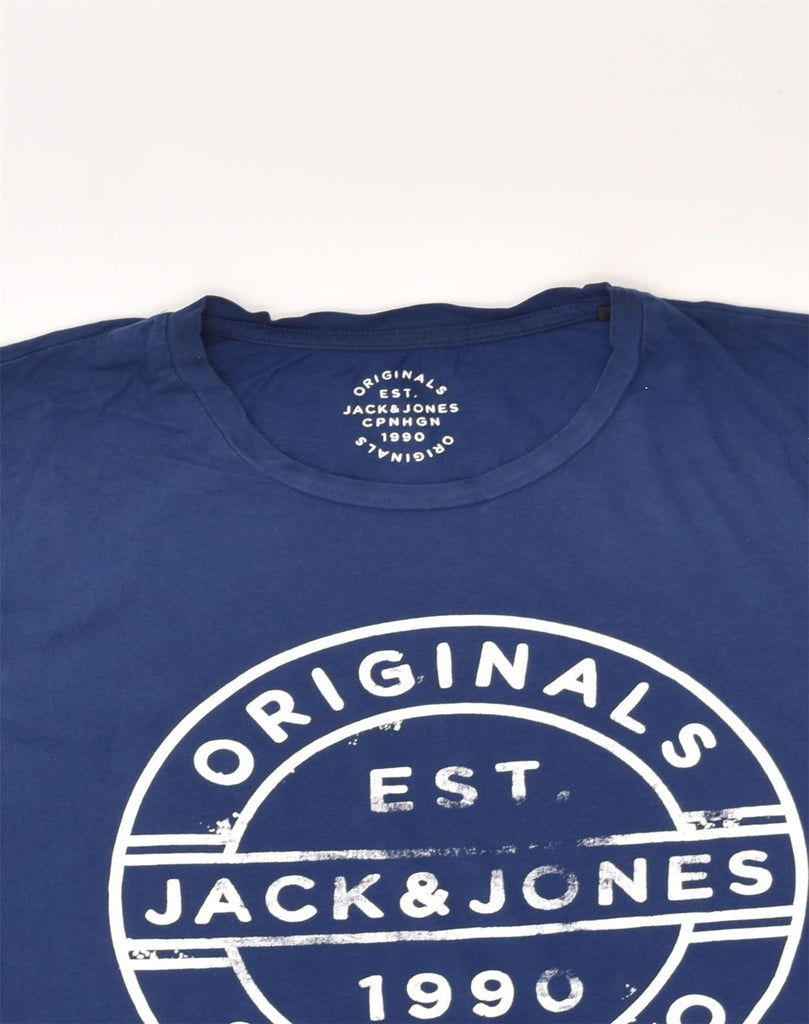 JACK & JONES Mens Graphic T-Shirt Top Large Blue Cotton | Vintage Jack & Jones | Thrift | Second-Hand Jack & Jones | Used Clothing | Messina Hembry 