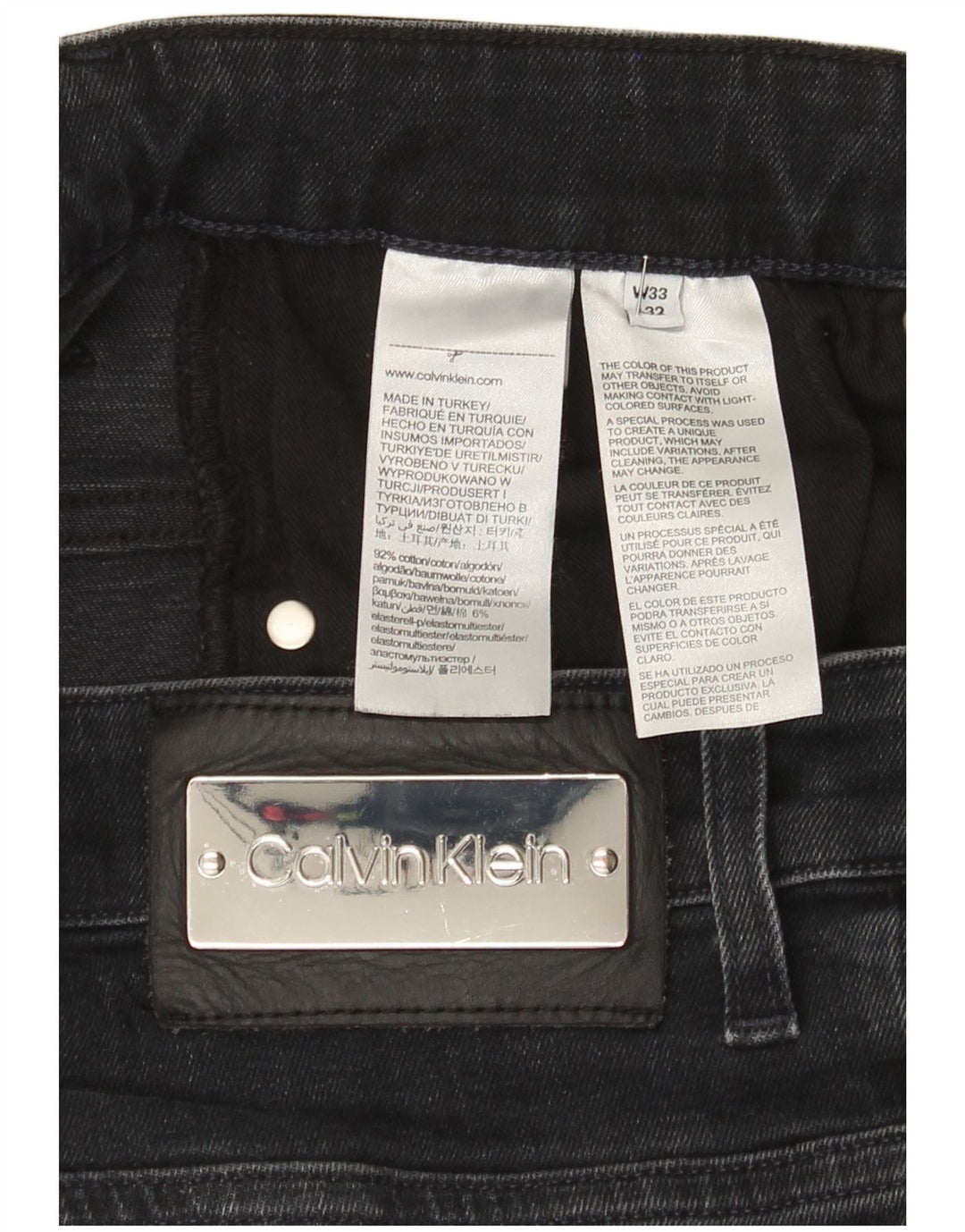 Calvin Klein Mens Slim Jeans W33 L32 Black Cotton