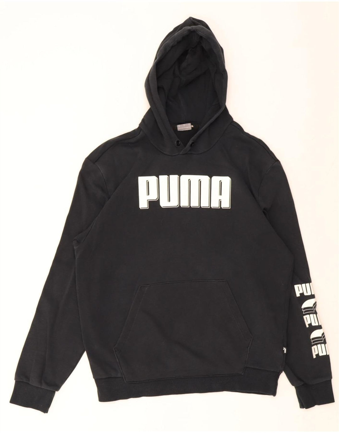 Puma Mens Graphic Hoodie Jumper Medium Black Cotton