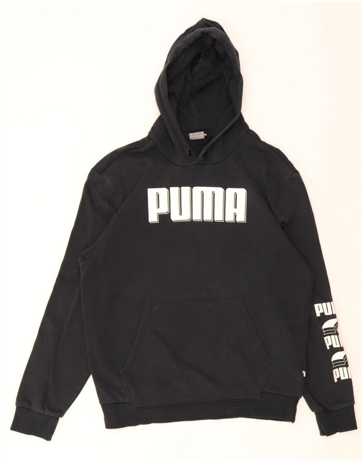 Puma Mens Graphic Hoodie Jumper Medium Black Cotton