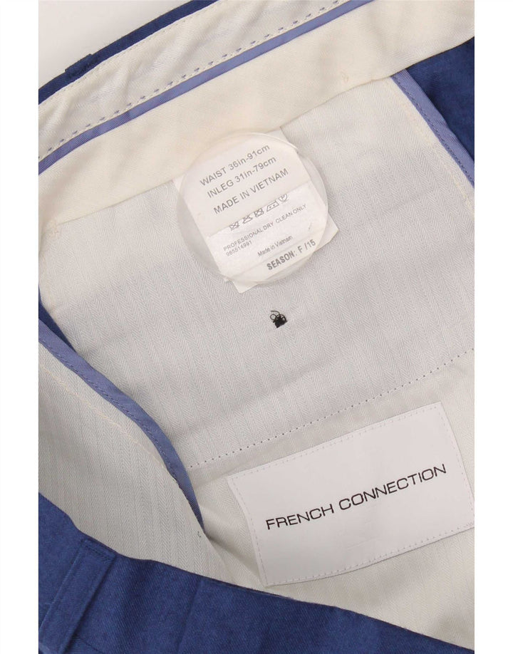 French Connection Mens Straight Suit Trousers W36 L31 Blue Wool