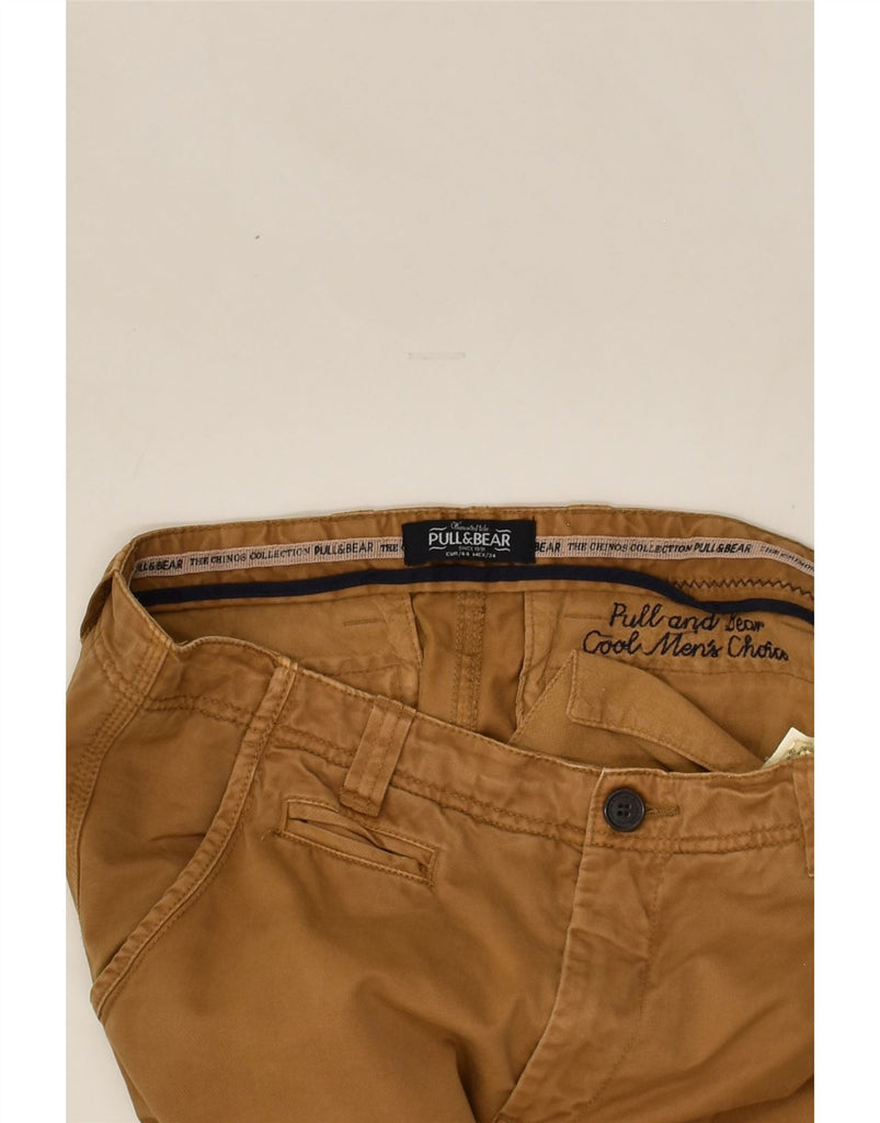 PULL & BEAR Mens Slim Casual Trousers W34 L33 Brown Cotton | Vintage Pull & Bear | Thrift | Second-Hand Pull & Bear | Used Clothing | Messina Hembry 