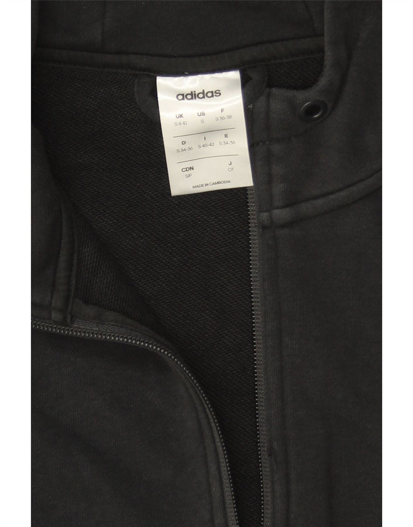 ADIDAS Womens Loose Fit Zip Hoodie Sweater UK 8/10 Small Black Cotton Vintage Adidas and Second-Hand Adidas from Messina Hembry 