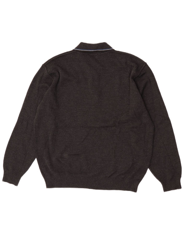 Il Granchio Mens Polo Neck Jumper Sweater XL Black Striped Virgin Wool