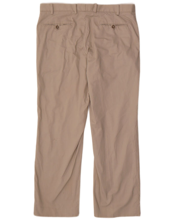 Marks & Spencer Mens Straight Suit Trousers W36 L29 Beige Cotton