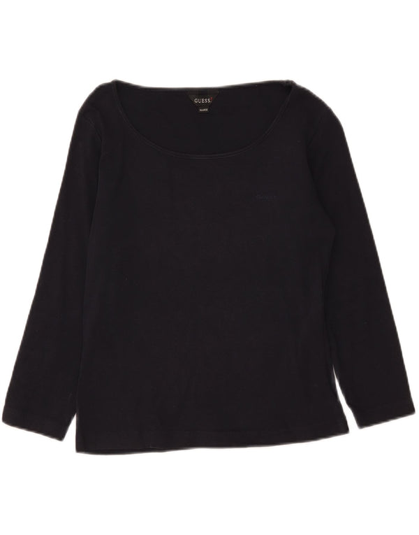 Guess Womens Crop Top 3/4 Sleeve UK 18 XL Navy Blue Cotton