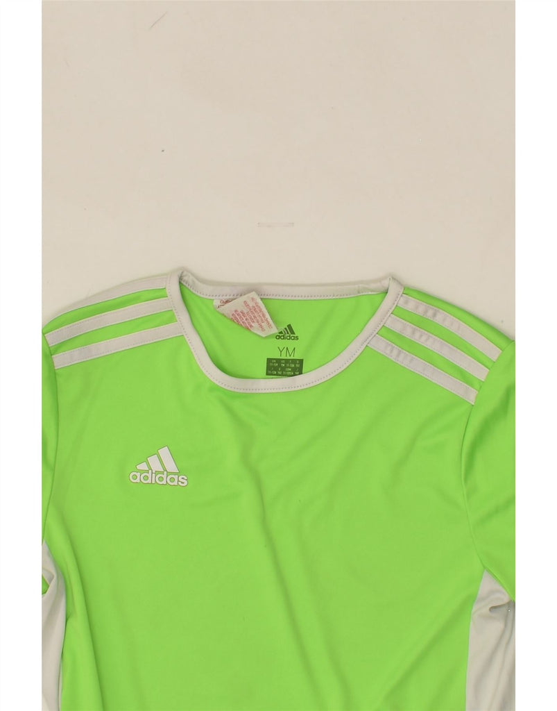 ADIDAS Boys Climalite T-Shirt Top 11-12 Years Medium Green Colourblock | Vintage Adidas | Thrift | Second-Hand Adidas | Used Clothing | Messina Hembry 