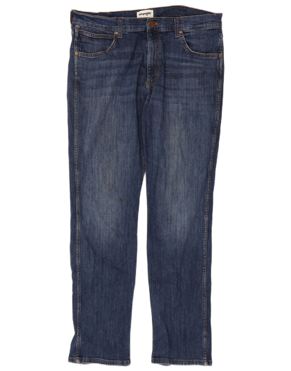 Wrangler Mens Greensboro Straight Jeans W34 L34 Blue Cotton