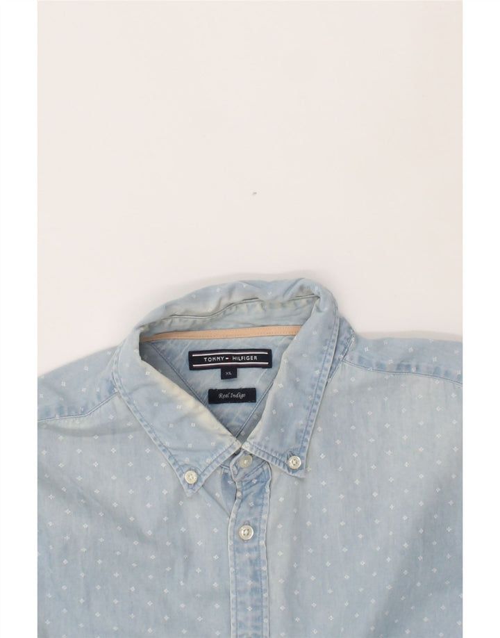 TOMMY HILFIGER Mens Abstract Pattern Shirt XL Blue Cotton Vintage Tommy Hilfiger and Second-Hand Tommy Hilfiger from Messina Hembry 