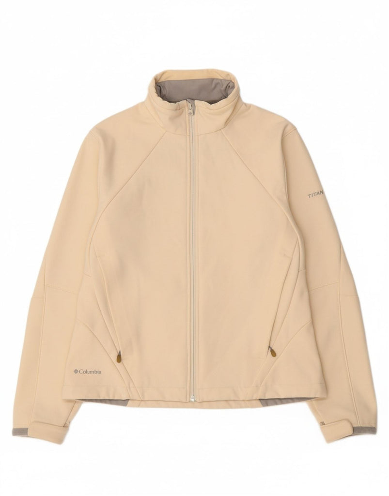 COLUMBIA Womens Titanium Tracksuit Top Jacket UK 14 Medium Off White Vintage Columbia and Second-Hand Columbia from Messina Hembry 