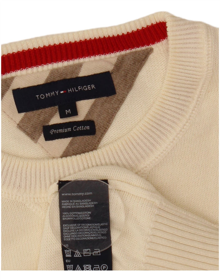 Tommy Hilfiger Mens Crew Neck Jumper Sweater Medium Beige Cotton