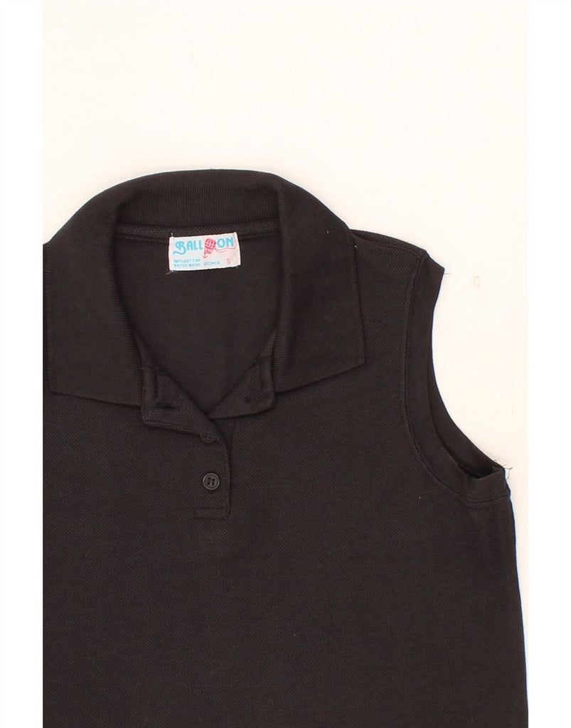 BALLOON Womens Sleeveless Crop Polo Shirt UK 10 Small Black Cotton Vintage Balloon and Second-Hand Balloon from Messina Hembry 