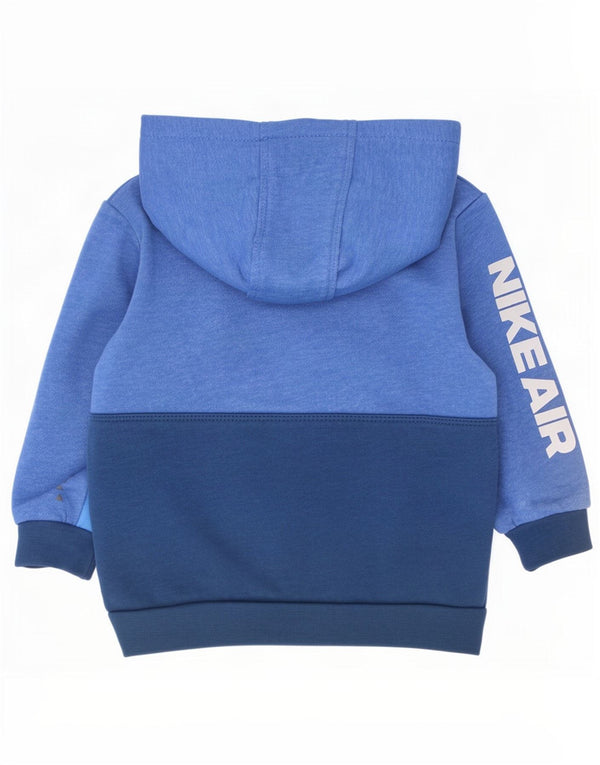Nike Baby Boys Graphic Hoodie Jumper 12-18 Months Blue Colourblock Cotton