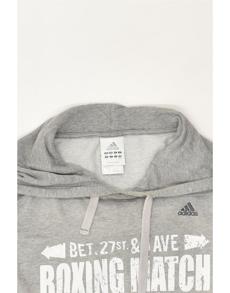 ADIDAS Mens Graphic Hoodie Jumper UK 40/42 Medium Grey Cotton | Vintage Adidas | Thrift | Second-Hand Adidas | Used Clothing | Messina Hembry 