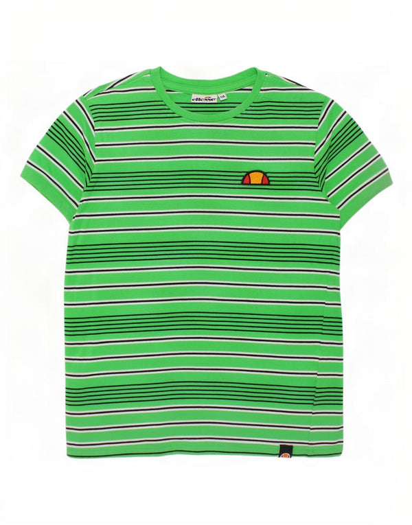 Ellesse Girls T-Shirt Top 11-12 Years Green Striped Cotton
