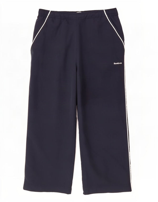 Reebok Womens Capri Tracksuit Trousers UK 10 Small Navy Blue Polyester