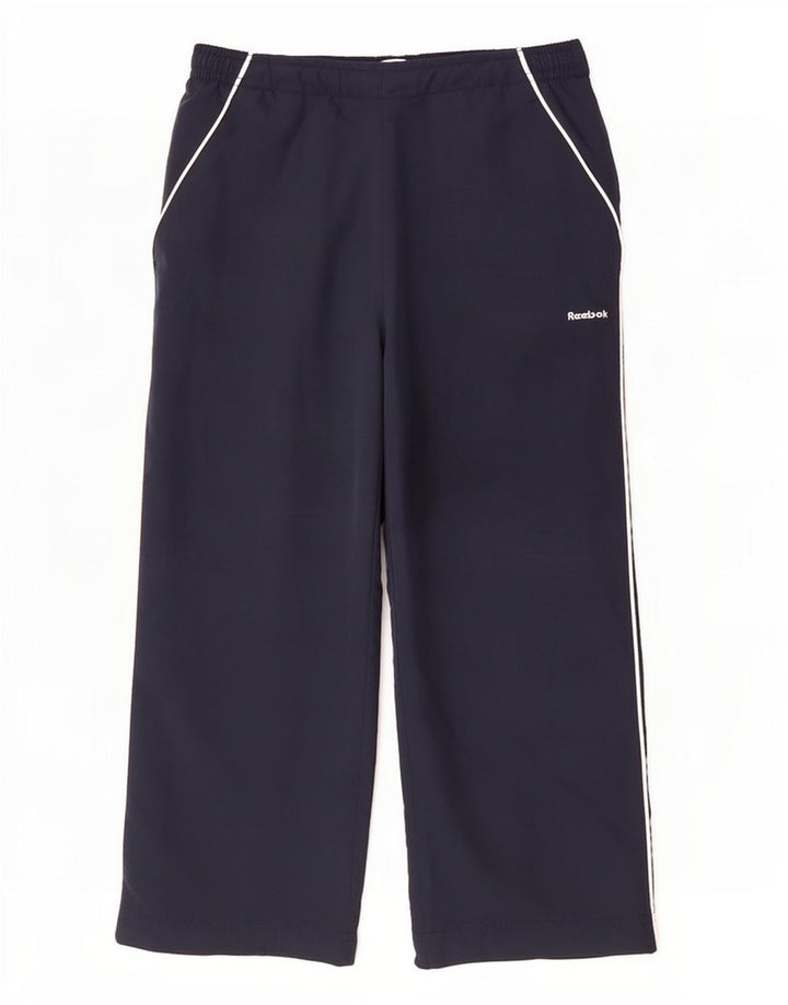 Reebok Womens Capri Tracksuit Trousers UK 10 Small Navy Blue Polyester
