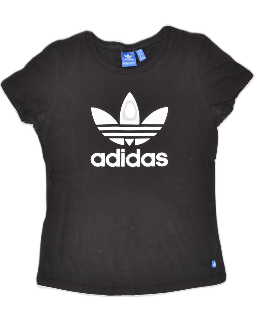 ADIDAS Womens Graphic T-Shirt Top UK 8 Small Black Cotton | Vintage Adidas | Thrift | Second-Hand Adidas | Used Clothing | Messina Hembry 