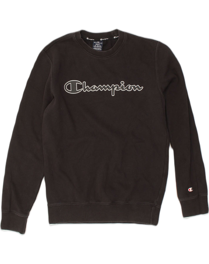 CHAMPION Mens Graphic Sweatshirt Jumper Small Black Cotton | Vintage Champion | Thrift | Second-Hand Champion | Used Clothing | Messina Hembry 