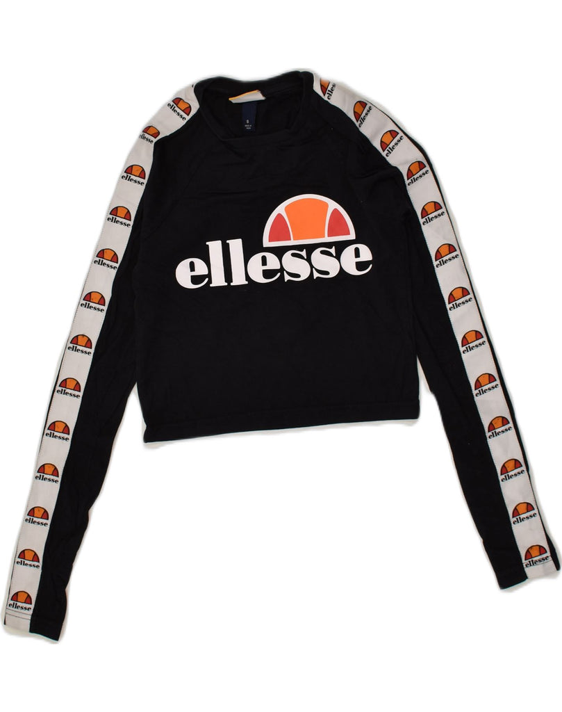 ELLESSE Girls Graphic Top Long Sleeve 7-8 Years Black Cotton | Vintage Ellesse | Thrift | Second-Hand Ellesse | Used Clothing | Messina Hembry 