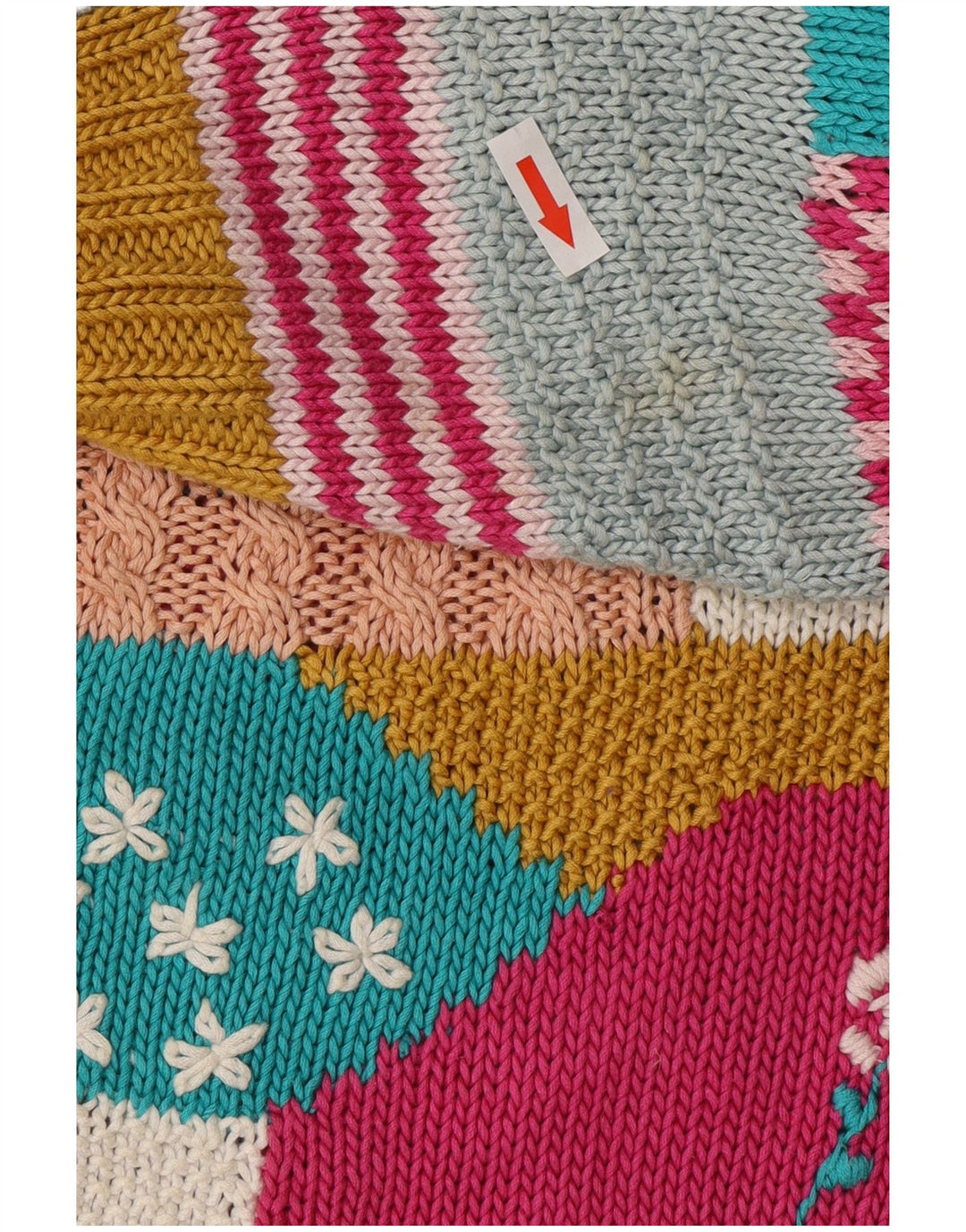 Vintage Womens Cardigan Sweater UK 14 Large Multicoloured Patchwork