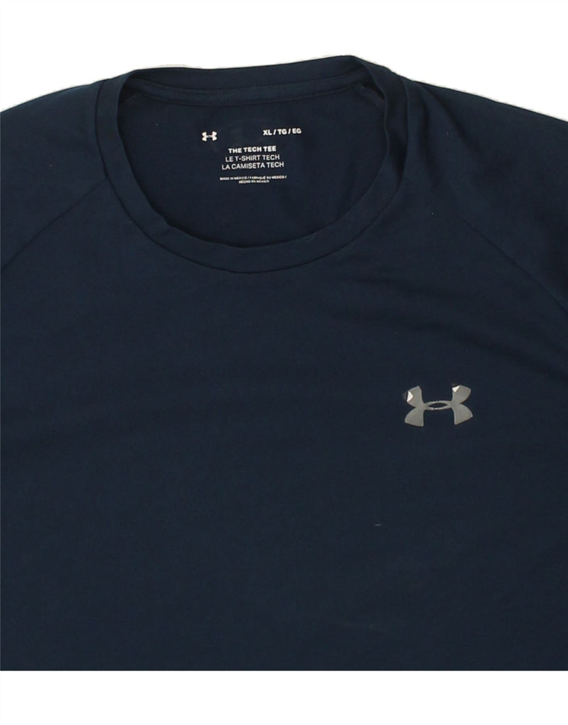 UNDER ARMOUR Mens T-Shirt Top XL Navy Blue Polyester | Vintage Under Armour | Thrift | Second-Hand Under Armour | Used Clothing | Messina Hembry 