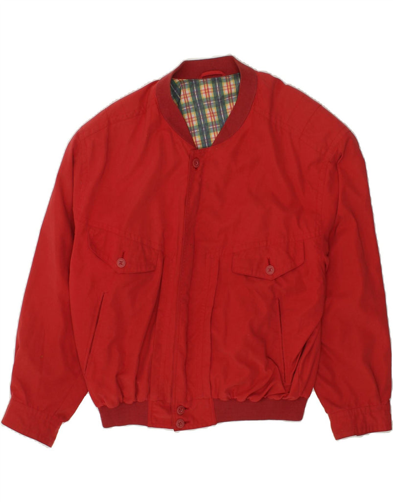 VINTAGE Mens Bomber Jacket IT 48 Medium Red Polyester | Vintage Vintage | Thrift | Second-Hand Vintage | Used Clothing | Messina Hembry 