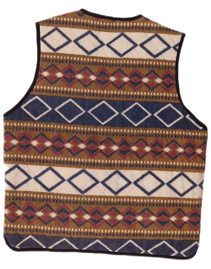 Master Mens Fleece Gilet UK 42 XL Multicoloured Geometric Polyester