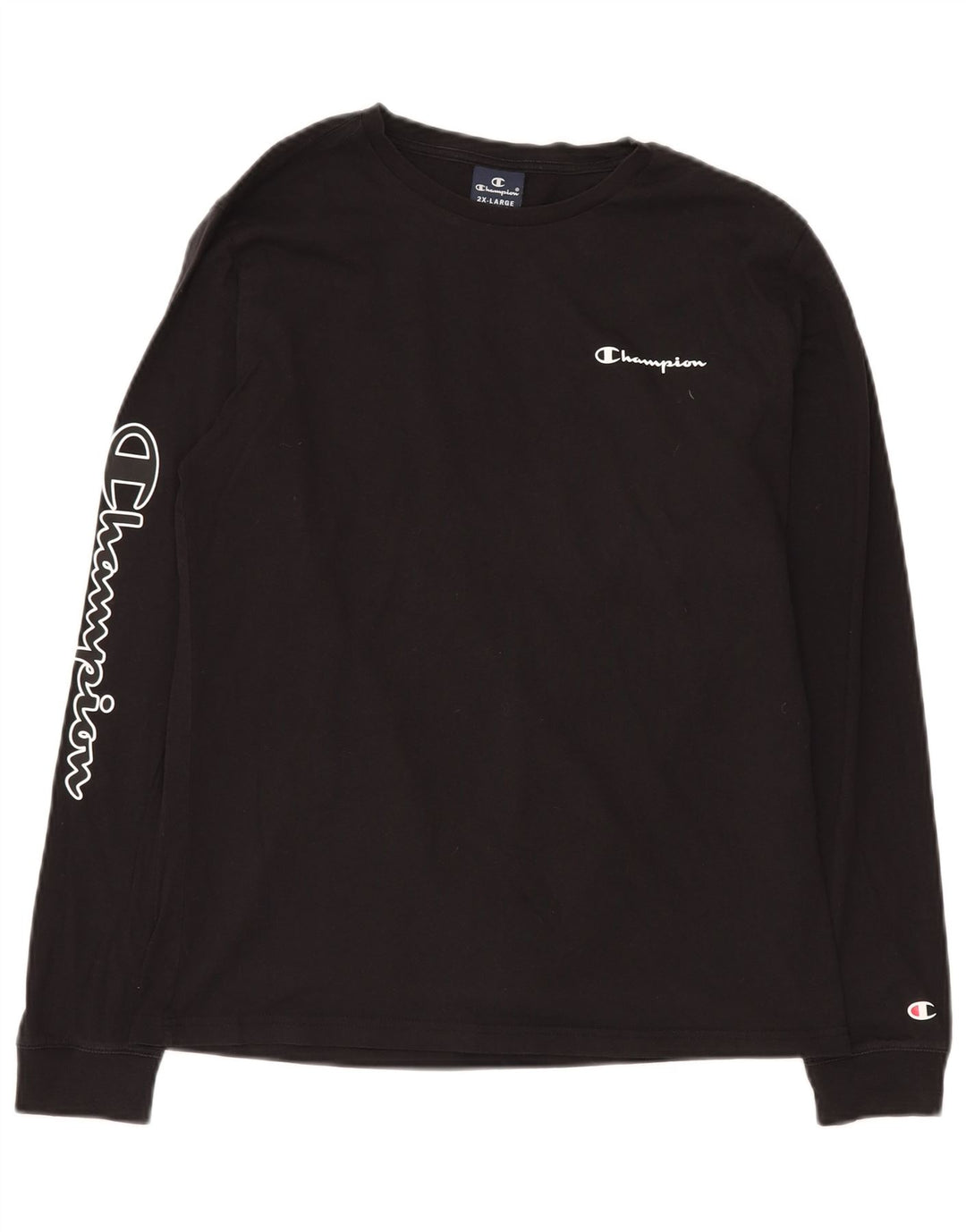 CHAMPION Boys Graphic Top Long Sleeve 15-16 Years 2XL Black