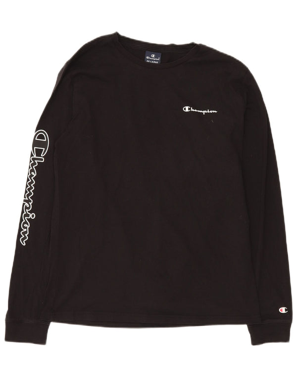 CHAMPION Boys Graphic Top Long Sleeve 15-16 Years 2XL Black