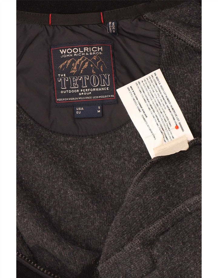 Woolrich Mens Cardigan Sweater Small Black Colourblock Wool