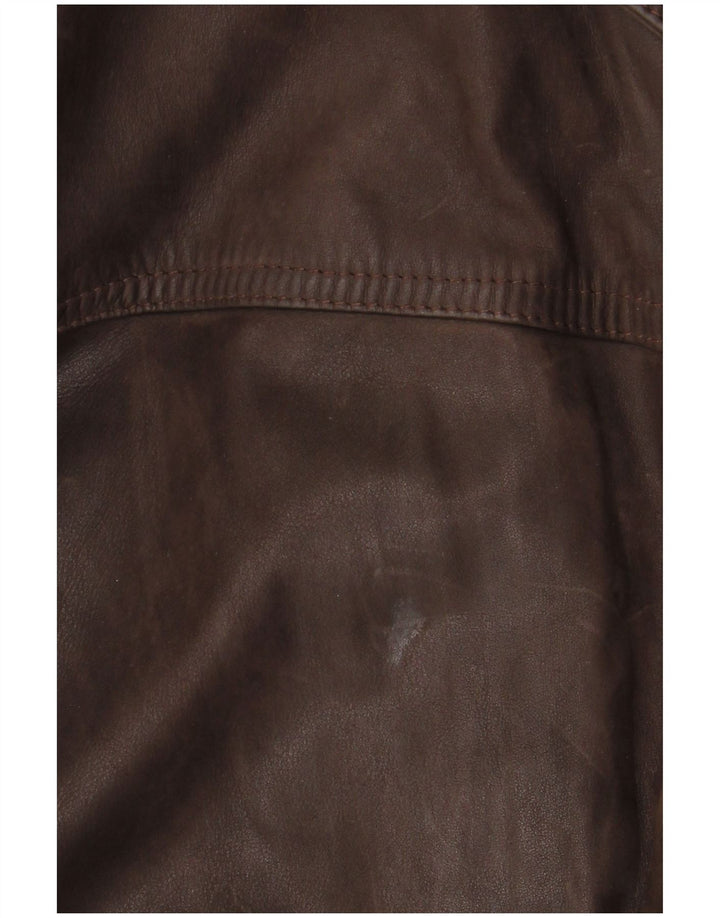 BIKERS Mens 4 Button Leather Blazer Jacket IT 58 4XL Brown Leather