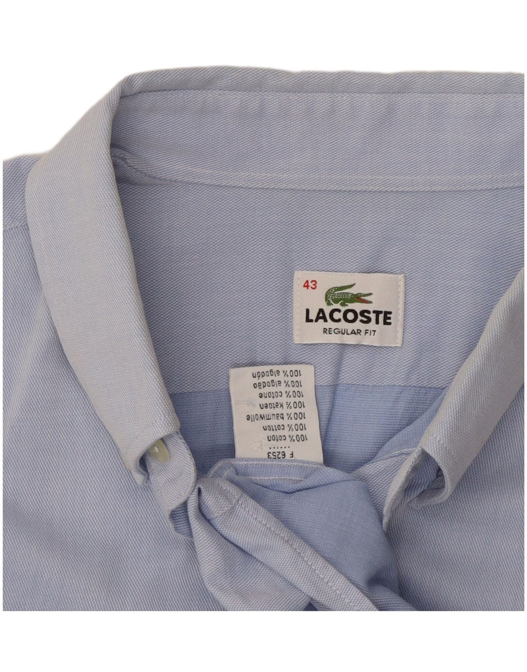 LACOSTE Mens Regular Fit Shirt Size 43 Large Blue Cotton