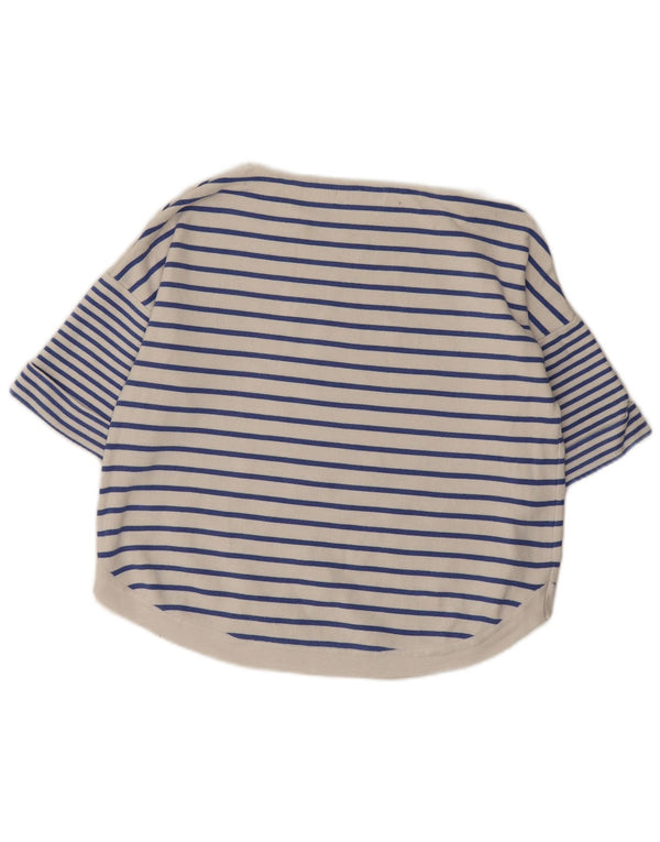 Zara Womens Short Sleeve Boat Neck Jumper Sweater UK 16 Large White Striped