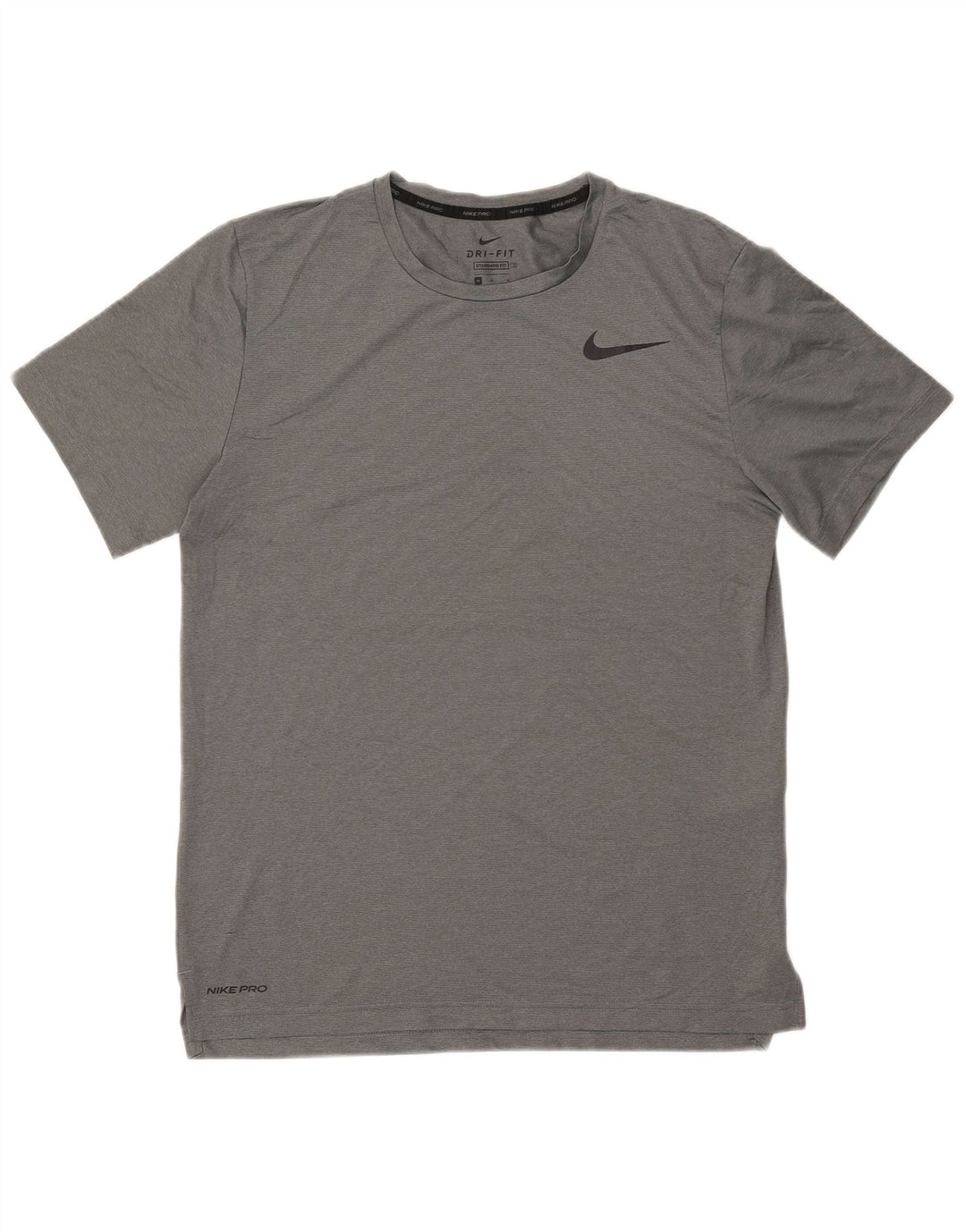 NIKE Mens Dri Fit Standard Fit T-Shirt Top Medium Grey Polyester