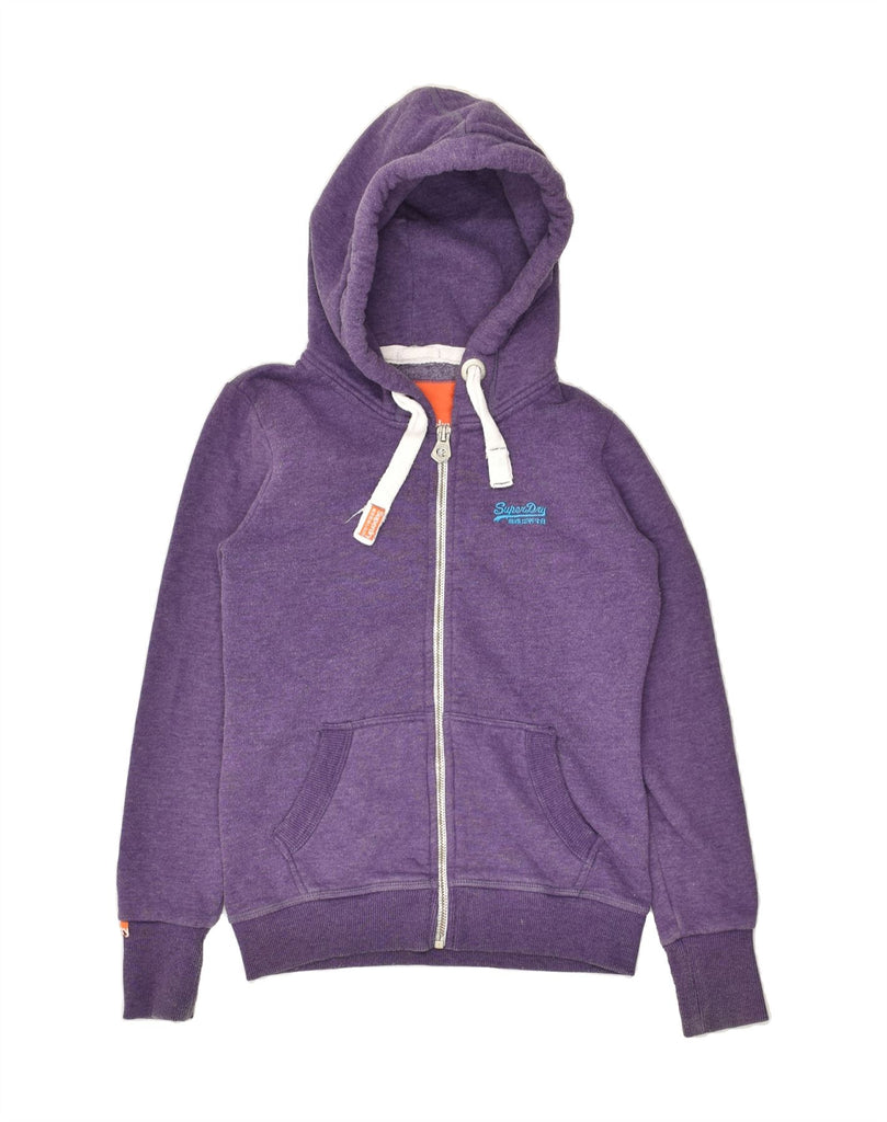 SUPERDRY Womens Zip Hoodie Sweater UK 10 Small Purple Cotton Vintage Superdry and Second-Hand Superdry from Messina Hembry 