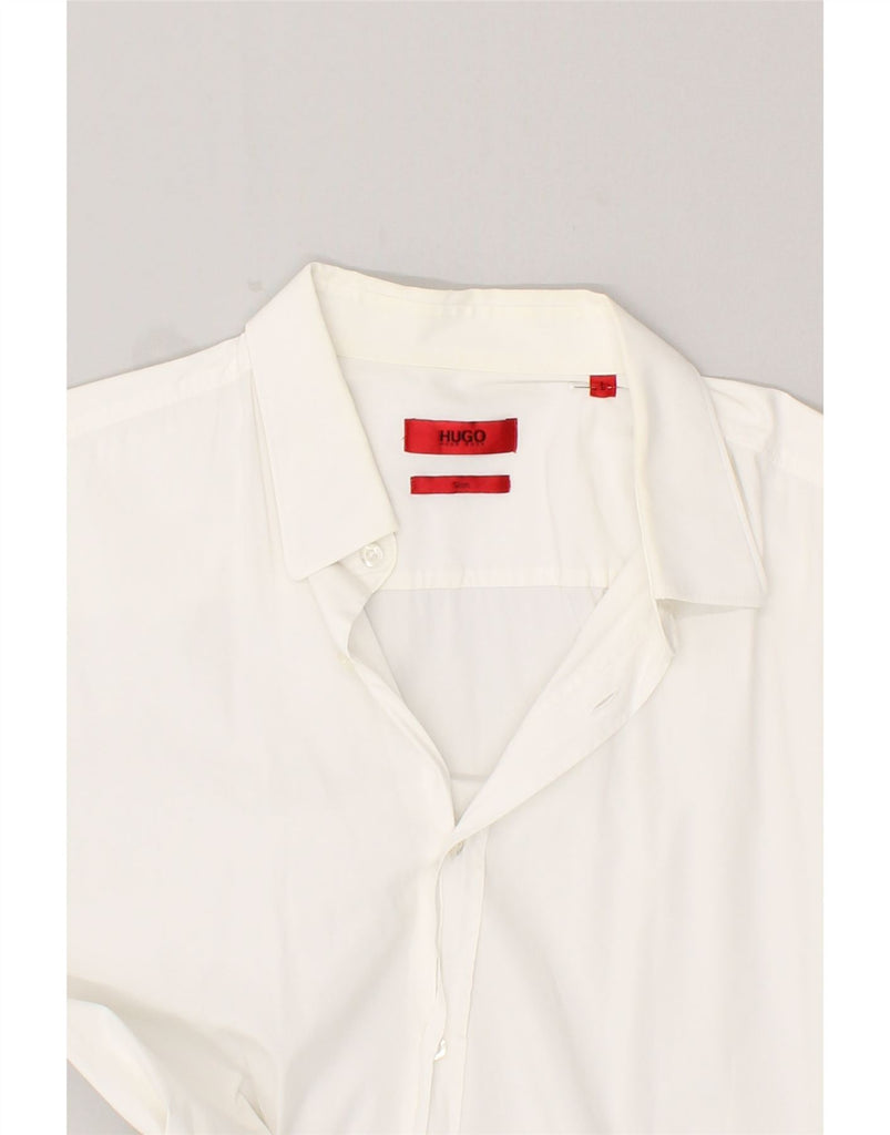 HUGO BOSS Mens Slim Shirt Large White Cotton | Vintage Hugo Boss | Thrift | Second-Hand Hugo Boss | Used Clothing | Messina Hembry 