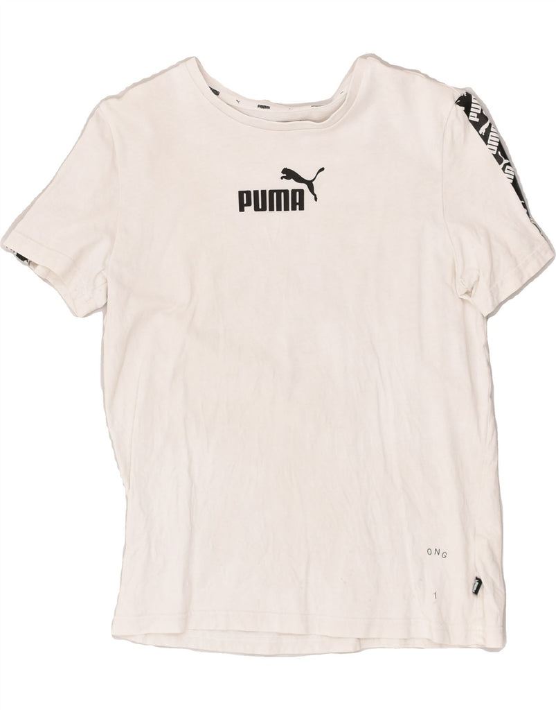 PUMA Boys Graphic T-Shirt Top 13-14 Years Off White Cotton | Vintage Puma | Thrift | Second-Hand Puma | Used Clothing | Messina Hembry 