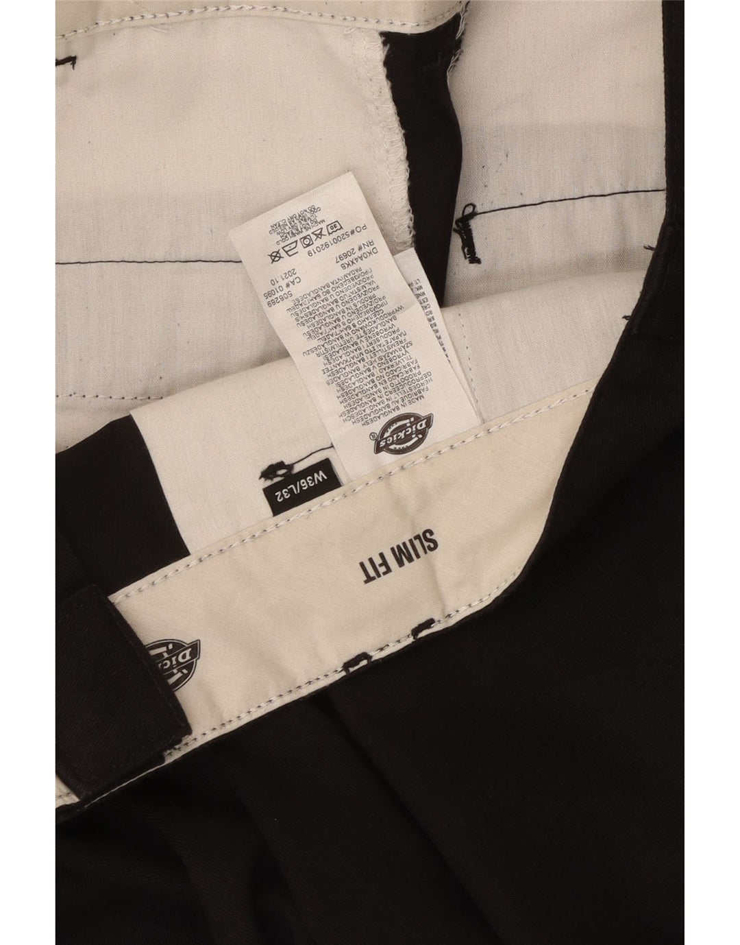 Dickies Mens Slim Fit Chino Trousers W36 L32 Black Polyester