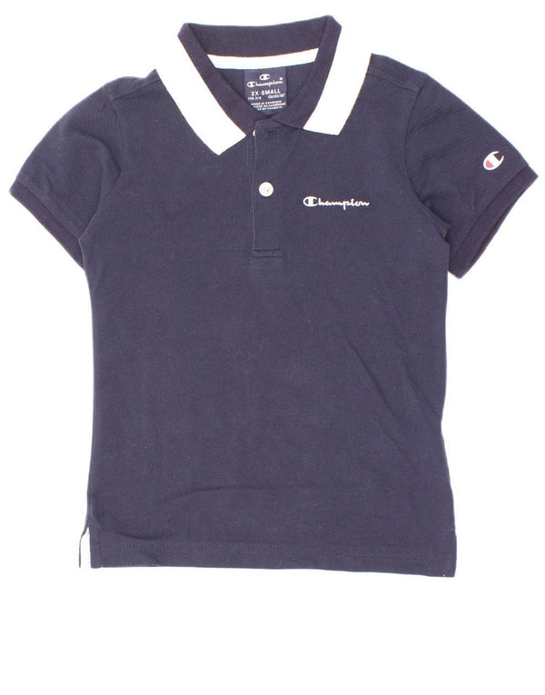 Champion Boys Polo Shirt 3-4 Years 2XS Navy Blue Colourblock Cotton